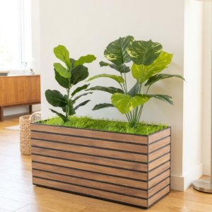 Jardinière en Céramique Premium avec Gazon Artificiel Collé  Décorative. Dimensions 60/70/22 cm poids 10 kg