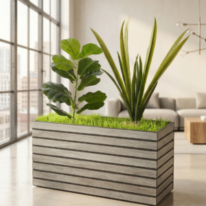 Jardinière en céramique premium couleur grise. Dimensions 60/22/70 cm poids 10 kg