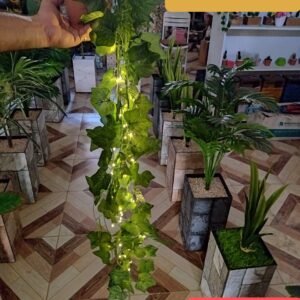 Pot de Plante Artificielle Retombante avec Guirlande Lumineuse LED – Déco Suspendue Élégante