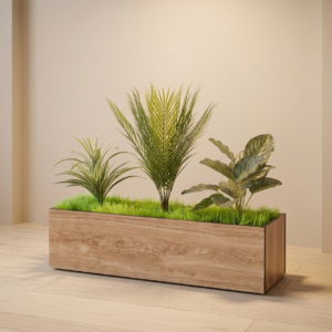 Jardinière en céramique premium effet bois . Dimensions 75/22/55 cm. Poids 11 kg